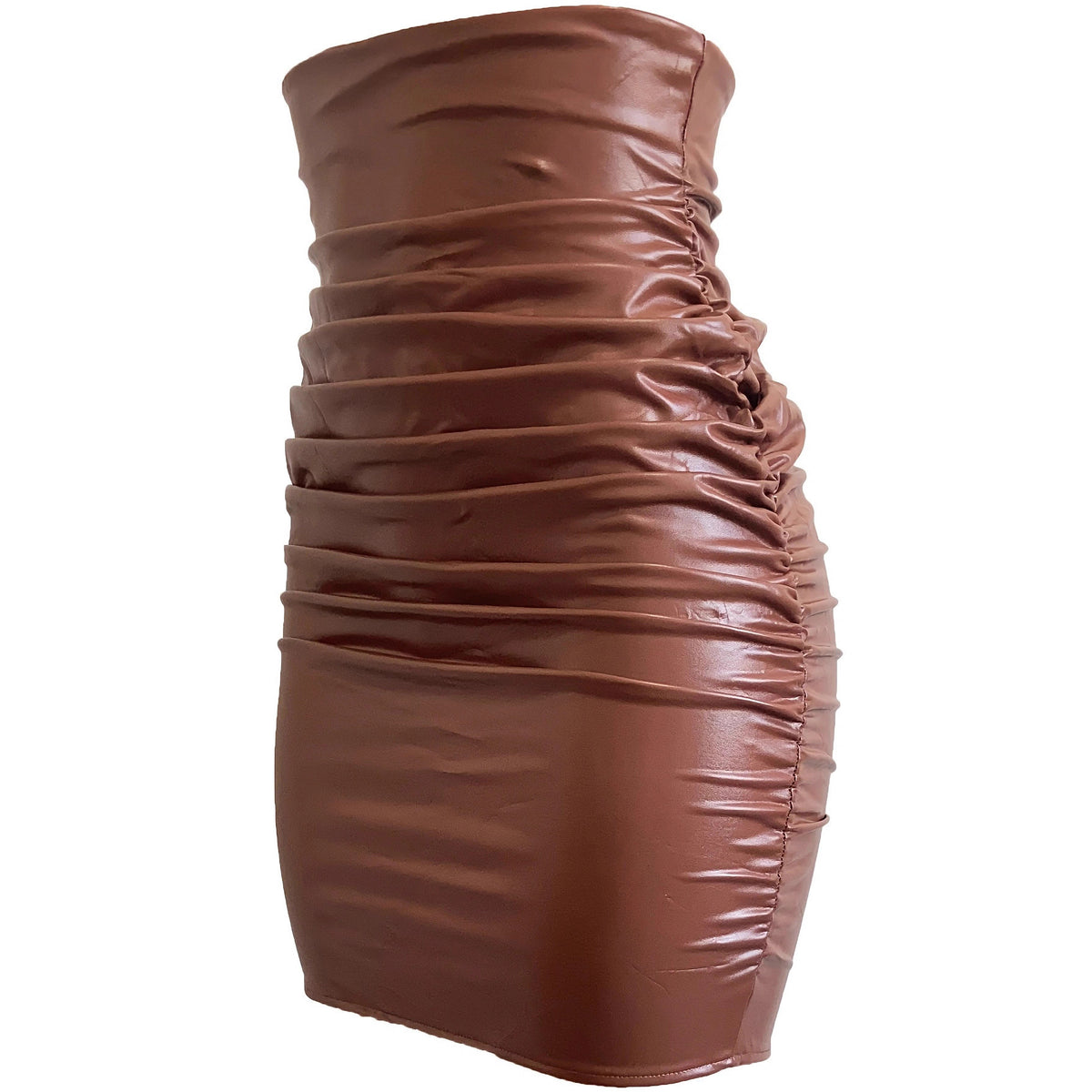 Women's Leather Pleated Zipper High Waist Hip Skirt