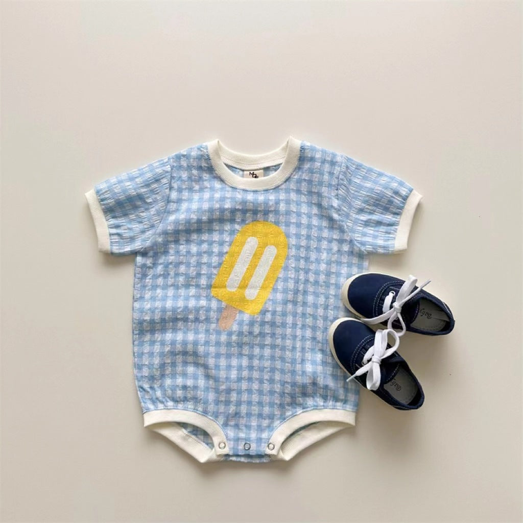 Jumpsuit Unisex Short Sleeve Cute Plaid Jumpsuit, Climbing Suit