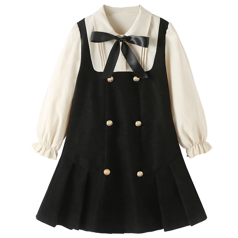 Western Style Fashion Preppy Princess Middle Big Two-piece Children's Dress