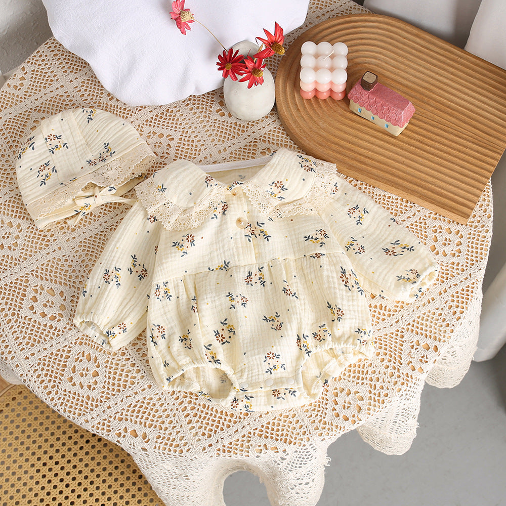 Long Sleeve Bodysuit Rompers Fashionable Floral Romper Sweet Jumpsuit, Climbing Suit
