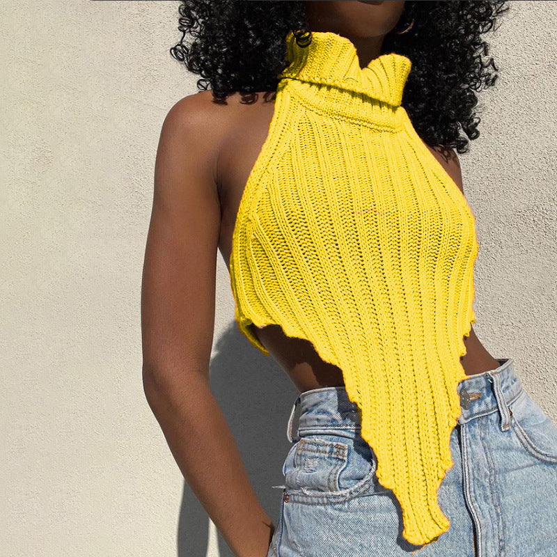 Women's Irregular Backless Woolen Can Wear Outside Small Vest/suspenders/tube Top
