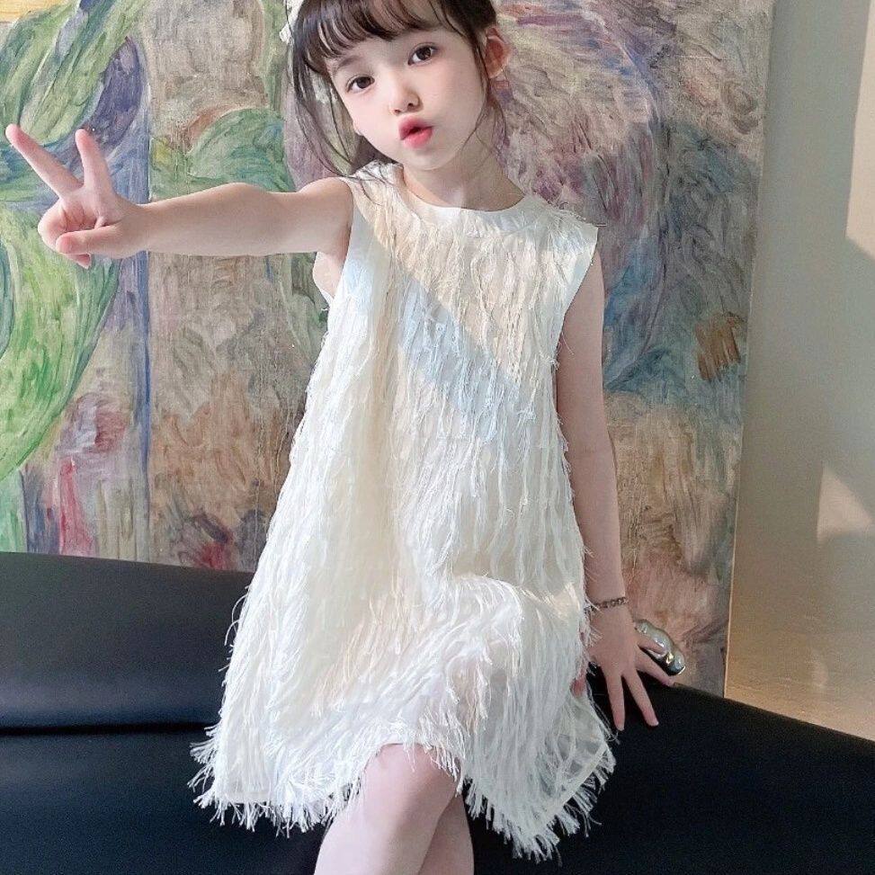Children's Princess Super Fairy Tassel Bow Skirt Children's Dress