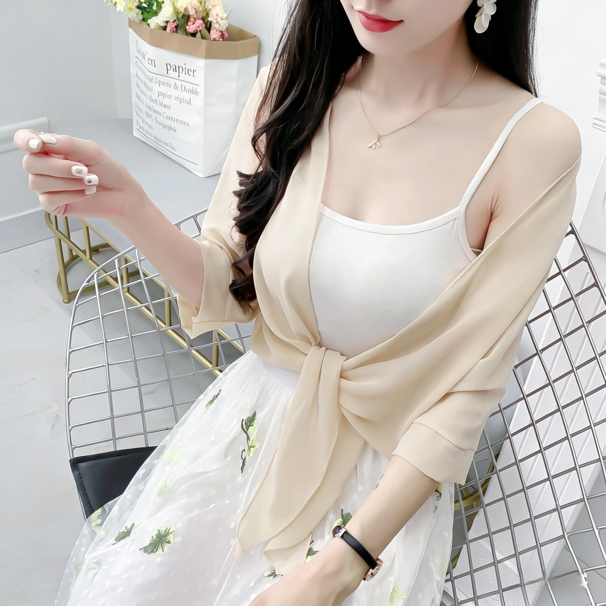 Women's Long-sleeved Korean Loose Air Conditioning Thin Blouses