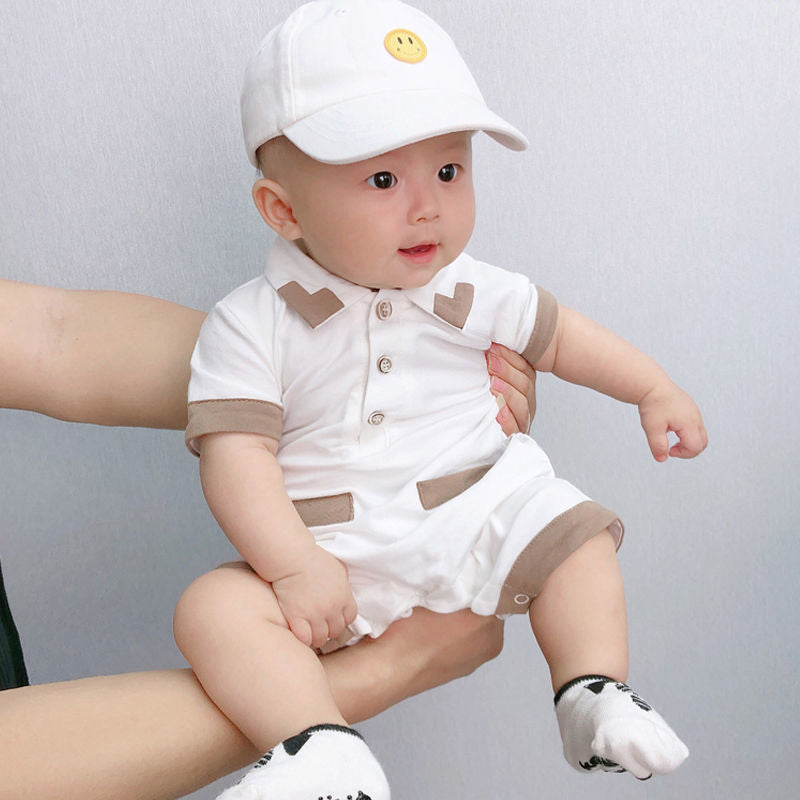 Jumpsuit Baseball Uniform Male Female Cotton Half Sleeve Romper Pullover Jumpsuit, Climbing Suit