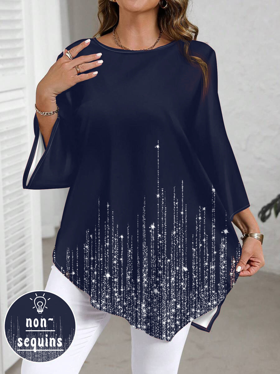Women's Autumn Casual Versatile Gradient Printing Round Tops