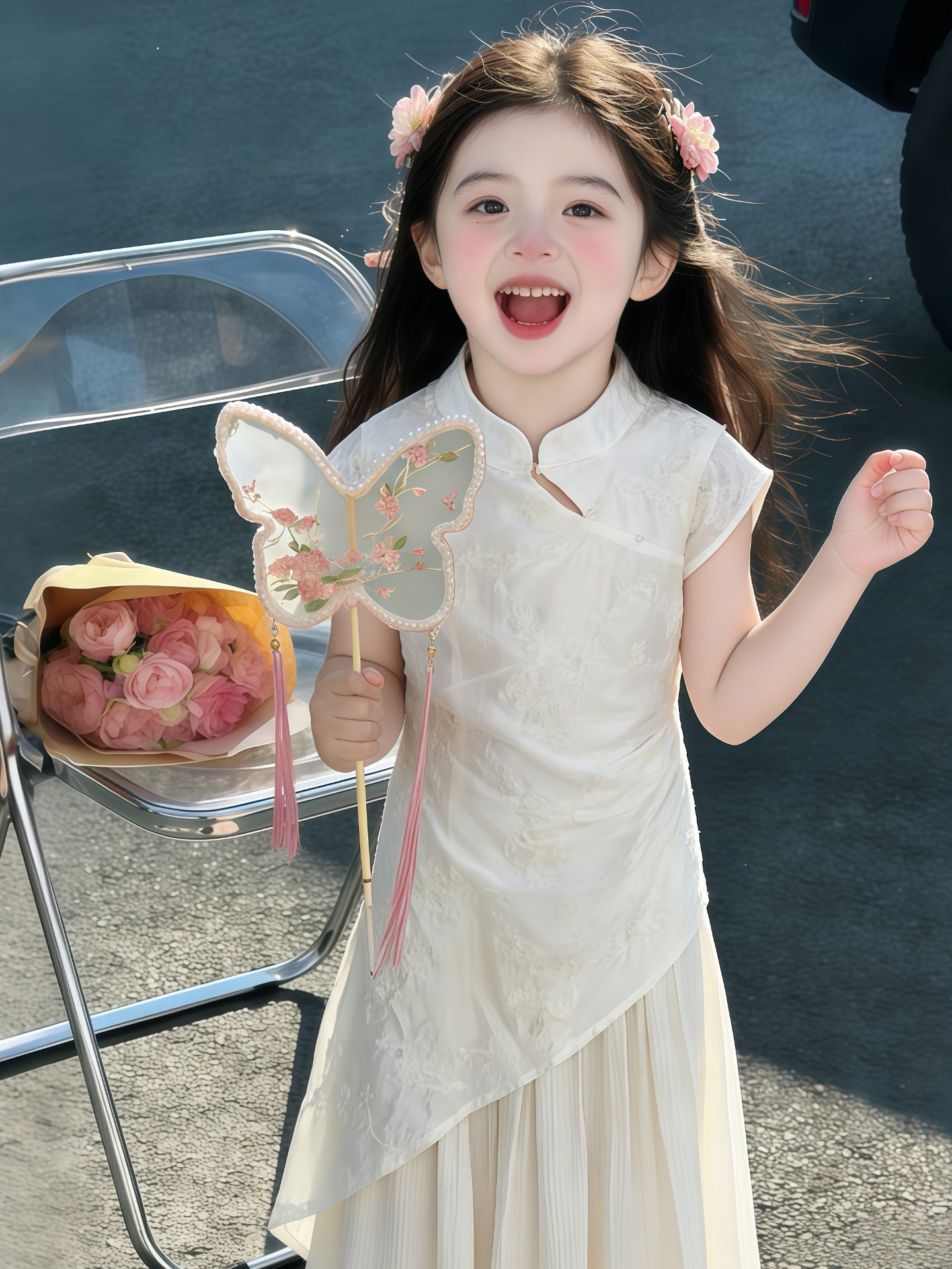 Chinese Style Summer Big Super Beautiful National Children's Dress