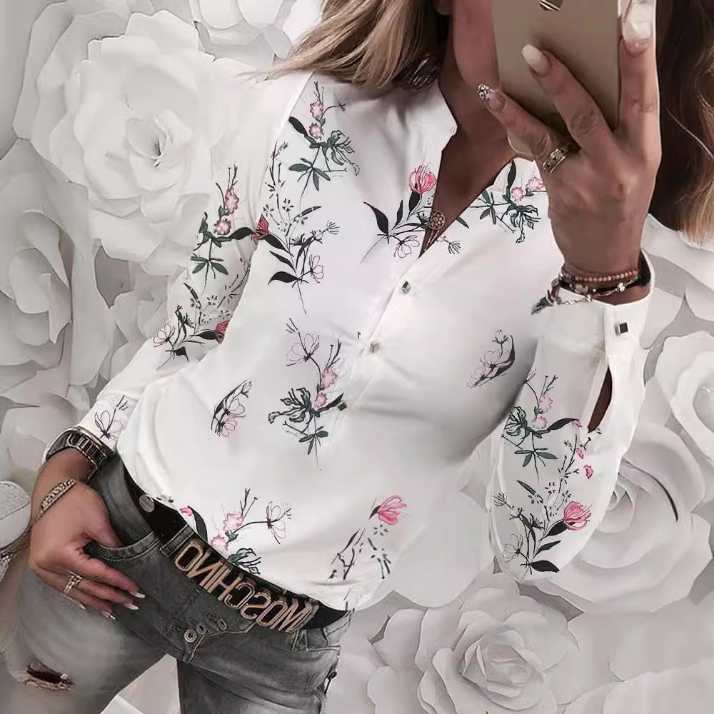 Pretty Women's Long Sleeve Printed Shirt Blouse