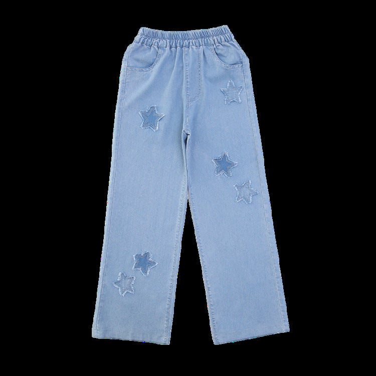 Children's Summer Ice Silk Outer Wear Thin Big Wide Leg Children's Pants