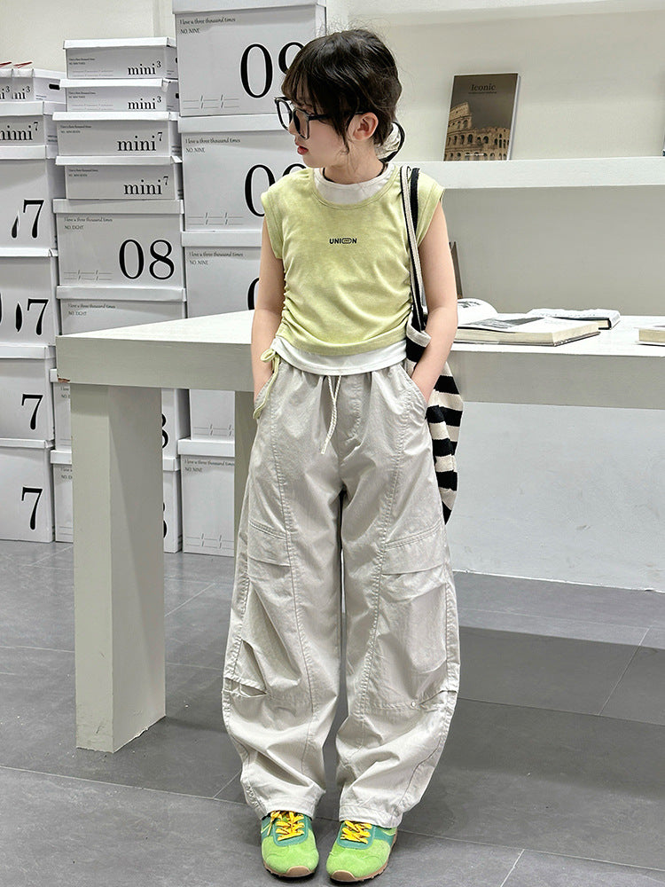 Children's Western Style Overalls Medium Big Casual Trousers Children's Pants