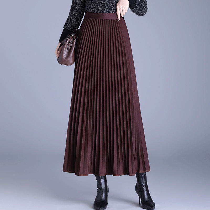 Ankle Large Swing High Waist Casual A- Line Dress Skirt