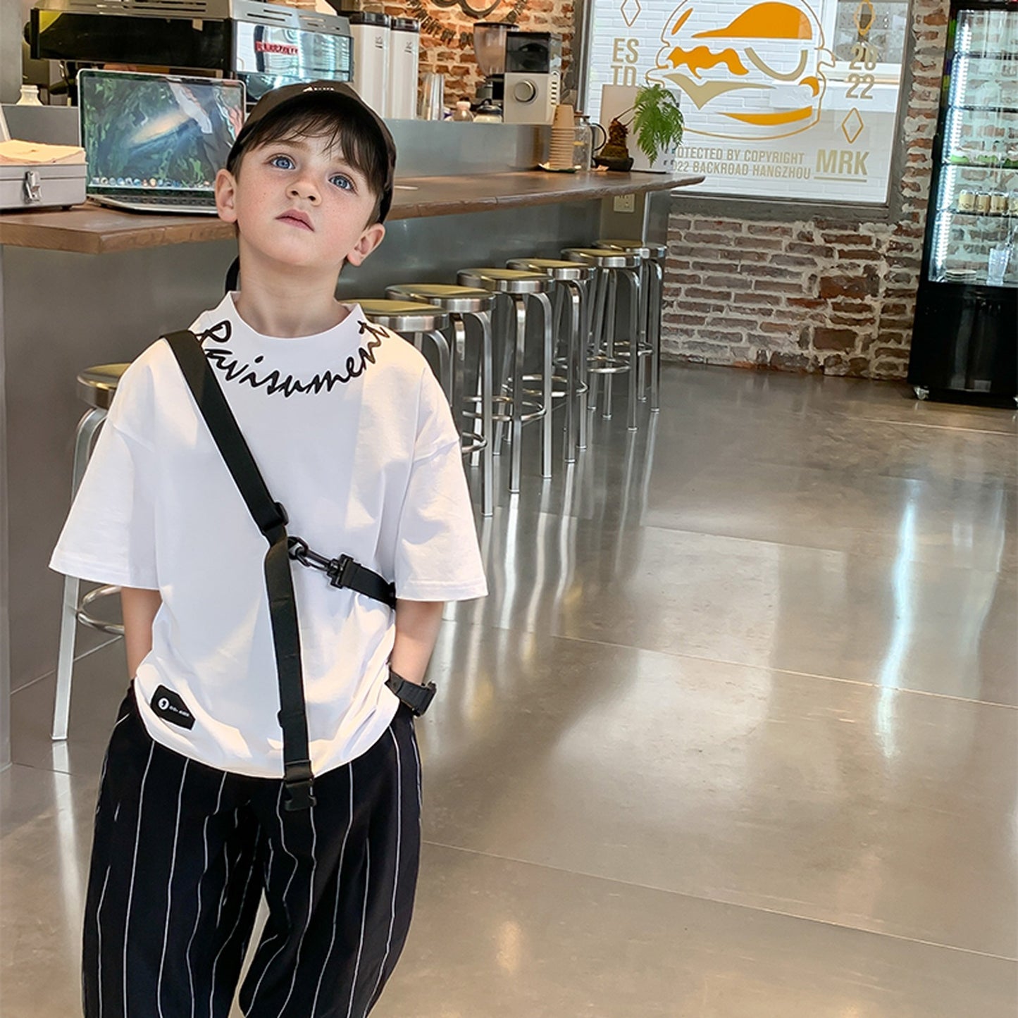Handsome Fashion Trendy Style Hip Hop Summer Cotton Coat Three-dimensional Children's T-shirt