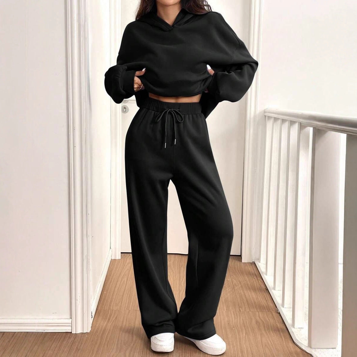 Women's Leisure Warm Hooded Sports Long Winter Fashion Casual Suit