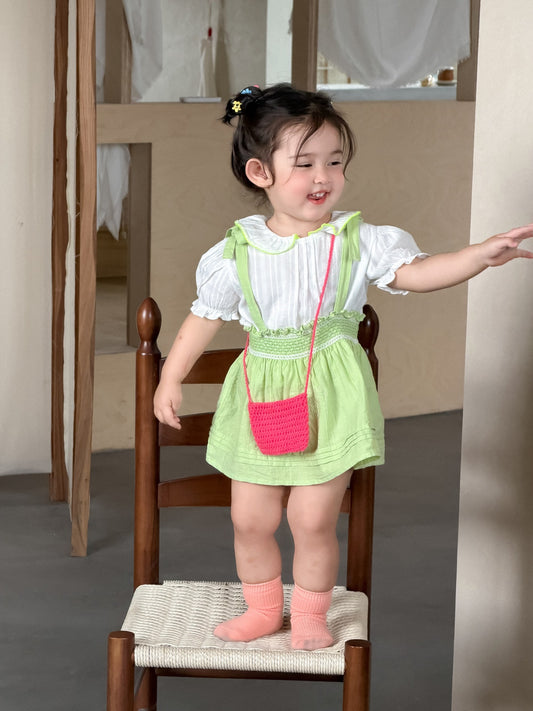 Children's Thin Clothing Korean Style Doll Shirt Suspender Children's Suit
