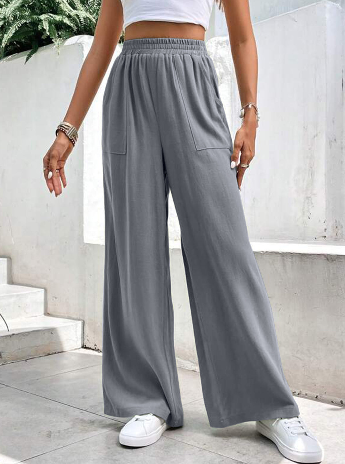 Women's Loose Sports Solid Color Pocket Casual Pants