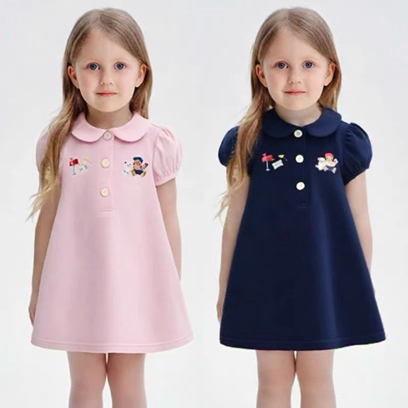 Cotton Korean Style Little Bear Knitted Breathable Beaded Children's Dress