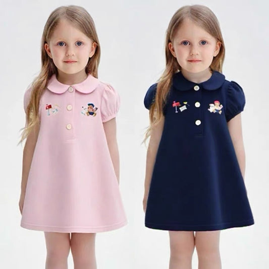 Cotton Korean Style Little Bear Knitted Breathable Beaded Children's Dress