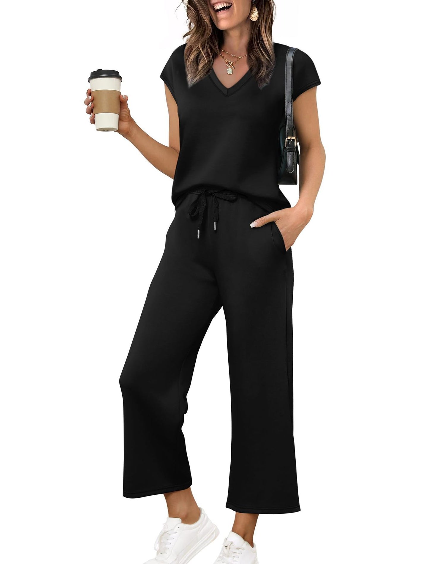 Women's Loose Batwing Sleeve Two Pieces Suits
