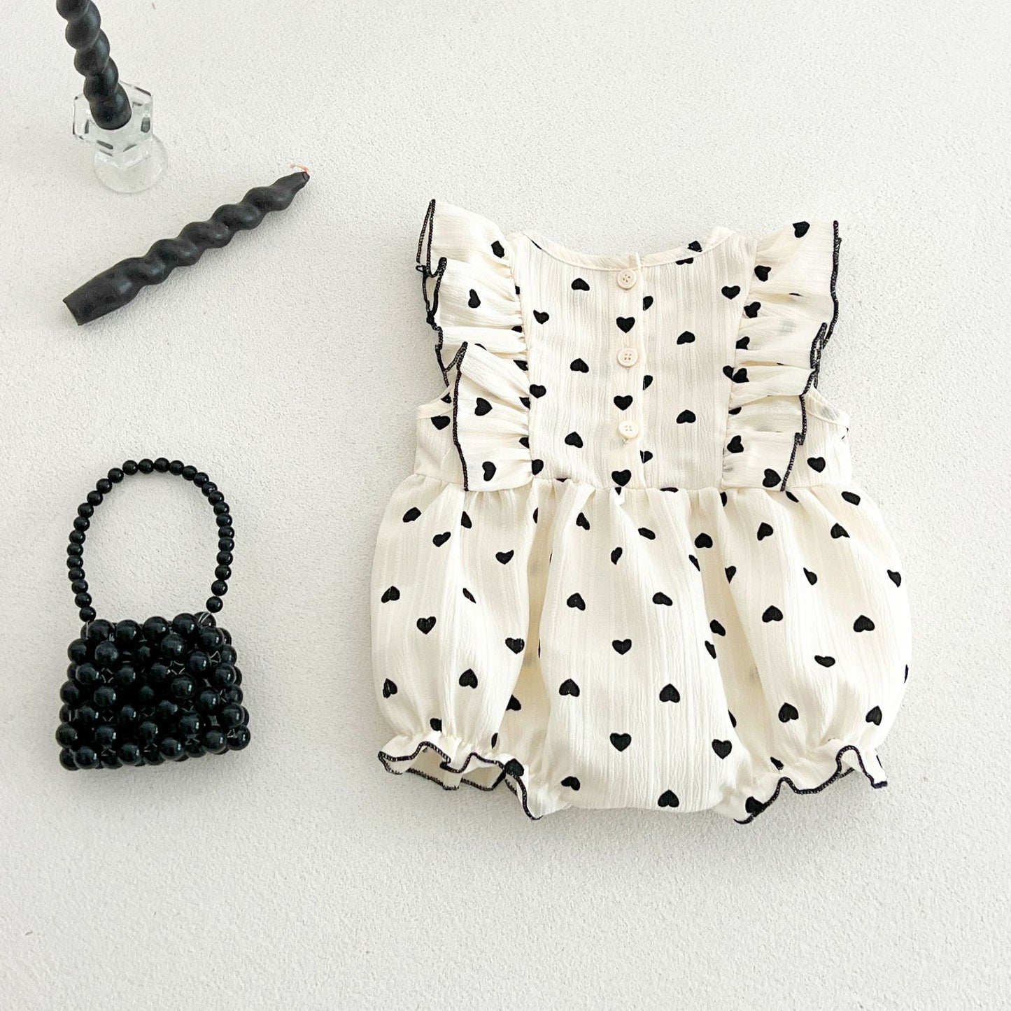 Korean Style Jacquard Dotted Prints Romper Infant Toddler Cute Flounced Jumpsuit, Climbing Suit