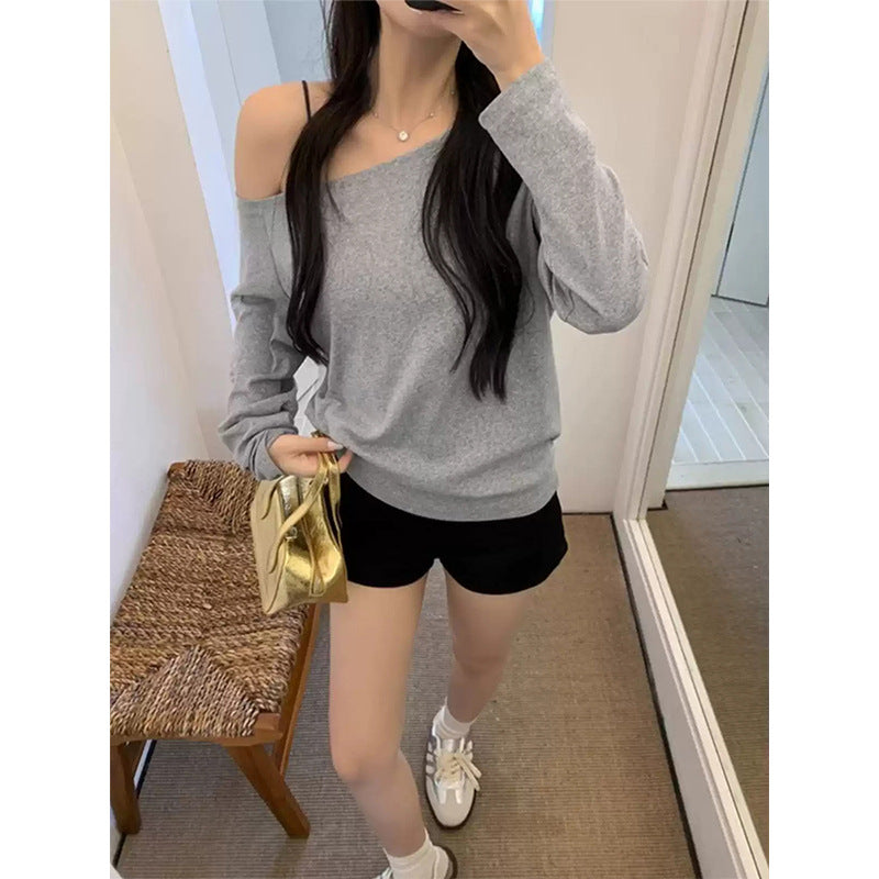 Women's Cotton Off Short-sleeved Summer Solid Color Loose Slimming Slim Fit Women's T-shirt