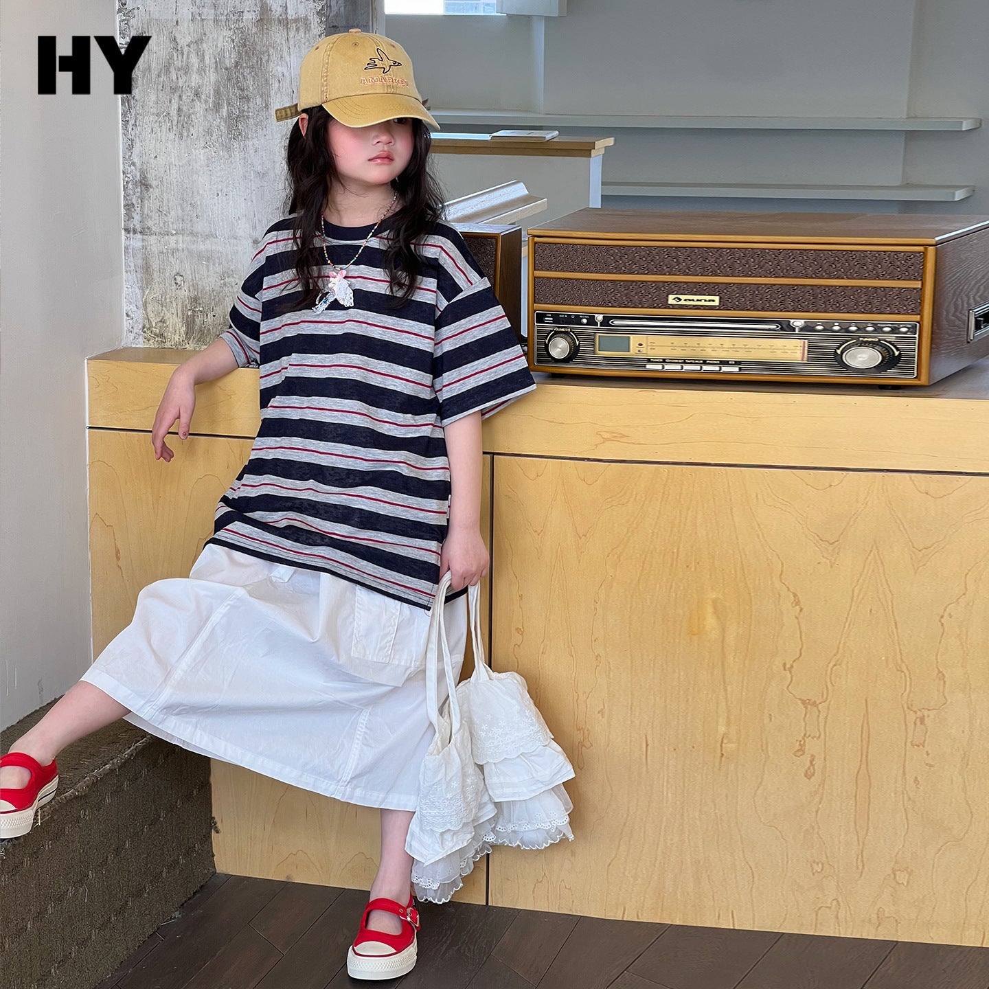 Children's Clothing Short-sleeved Western Style Striped Bottoming Children's T-shirt
