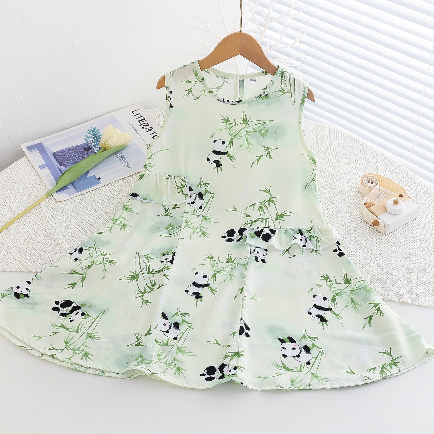Children's Floral Cotton Thick Summer Medium Large Artificial Children's Dress