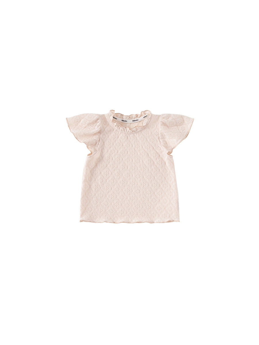 Children's Short-sleeved Summer Dress Western Style Wooden Ear Small Medium Children's T-shirt