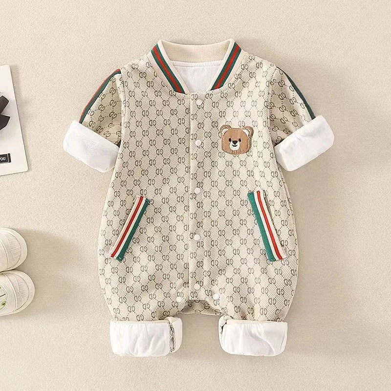 Trendy Plaid Male Female Bear Western Jumpsuit, Climbing Suit