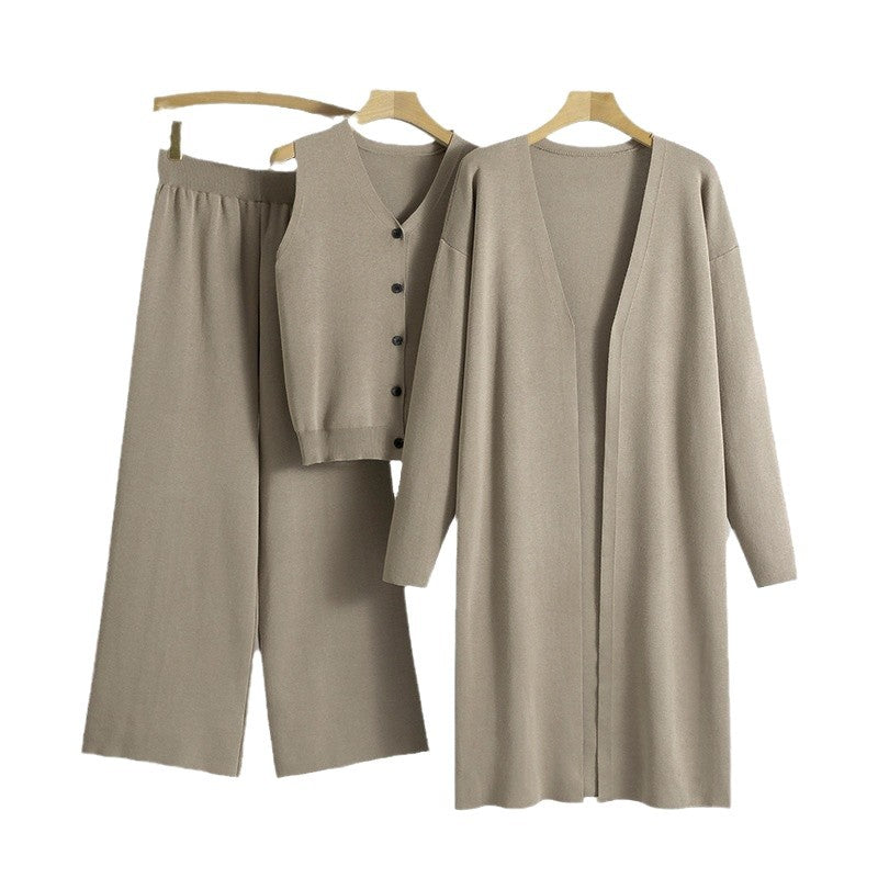 Graceful Elegant Knitting Sleeveless Three-piece Set Sweaters