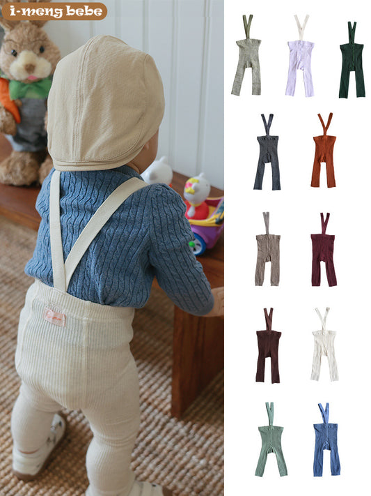 Children's Weightlifting Style Long High Waist Overalls Knitted Children's Pants