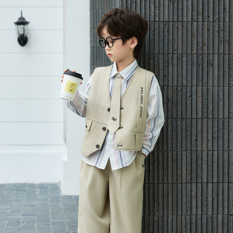 Children's Business Spring Clothes Birthday Flower Dress Boys Piano Host Performance Children's Suit