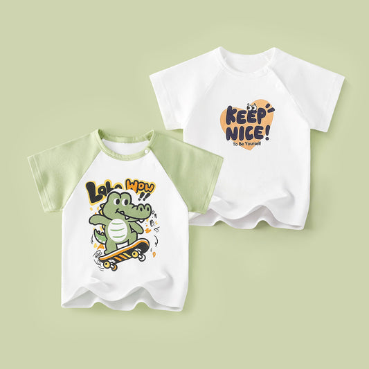 Children's Short Sleeve Boys Half Bottoming Shirt Summer Thin Cotton Coat Children's T-shirt
