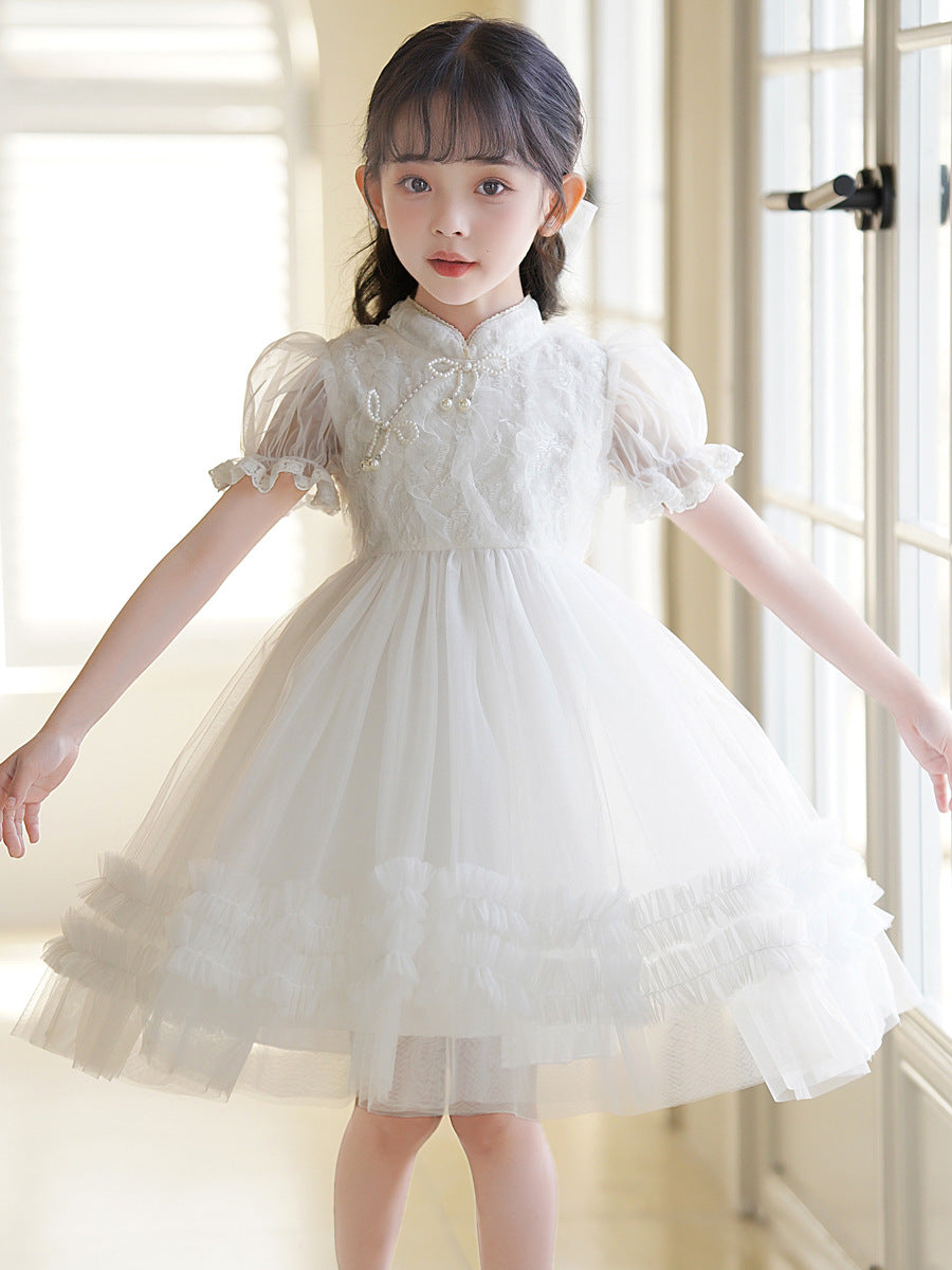 Children's Cheongsam Summer White Chinese Style Princess Children's Dress