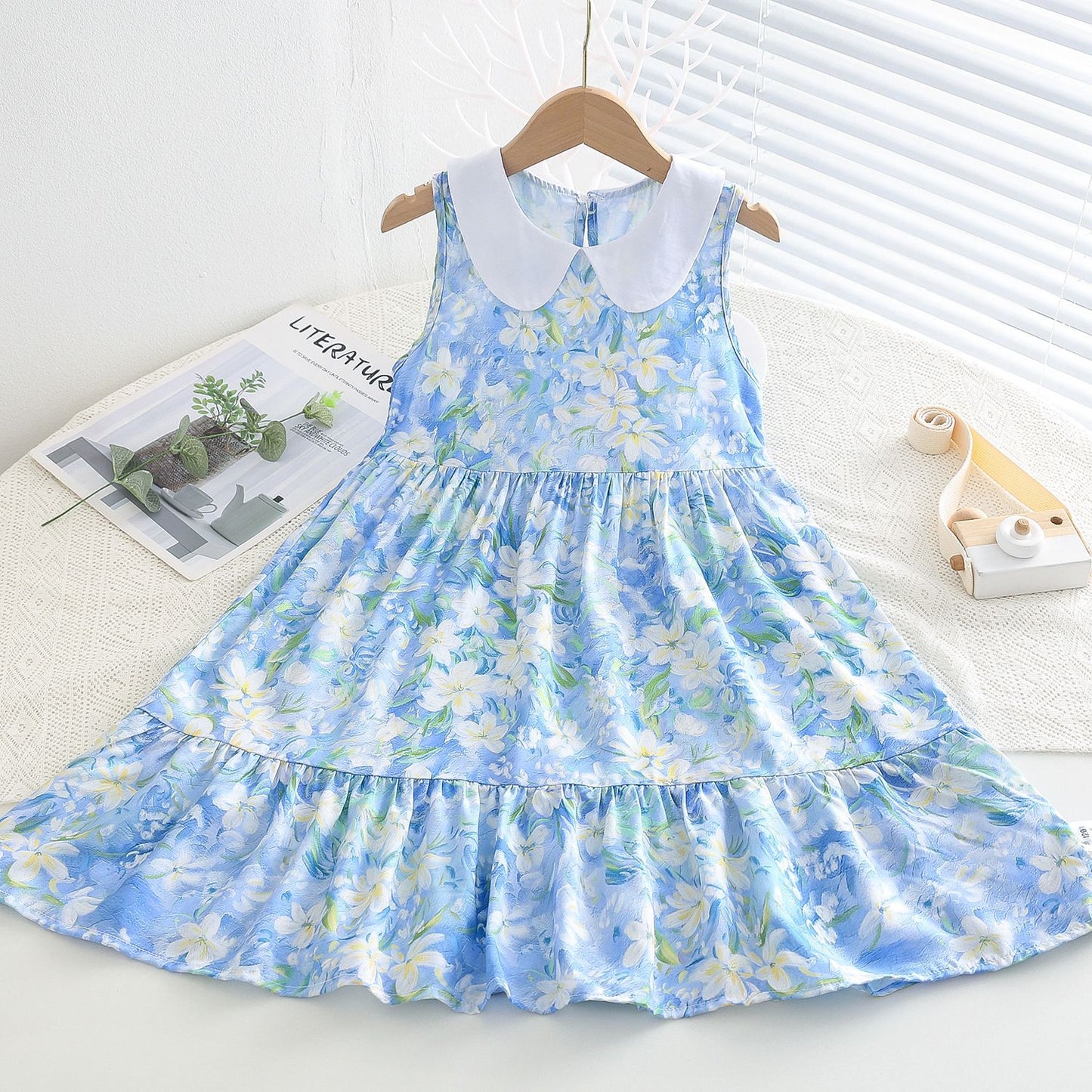 Children's Poplin Summer Artificial Cotton Skirt Medium Children's Dress