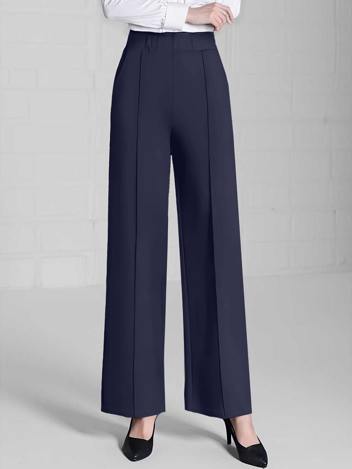 Women's Solid Color Wide Leg High Waist Loose Casual Pants