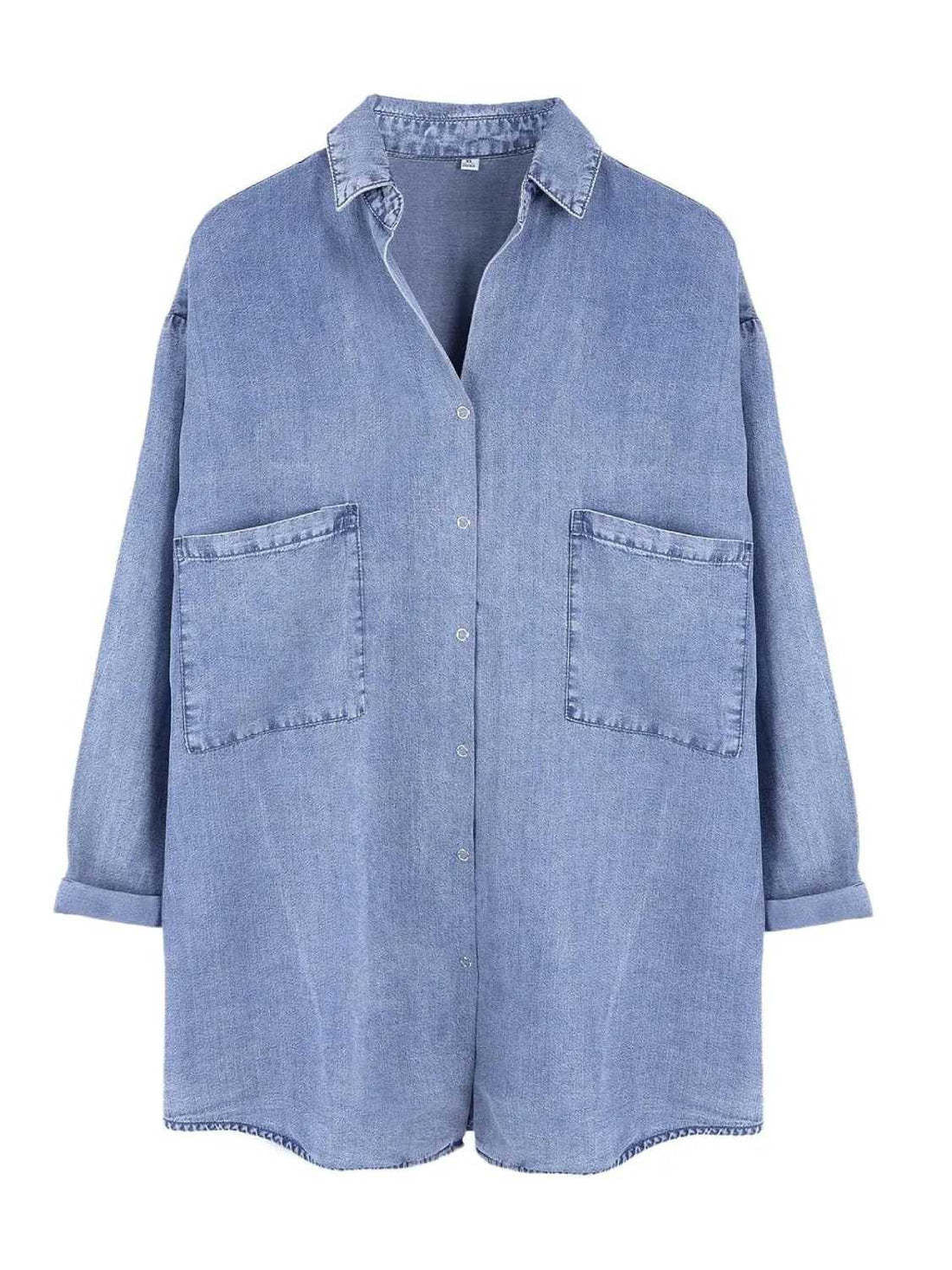 Women's Shirt Loose Three-quarter Sleeve Double Pocket Versatile Large Blouse