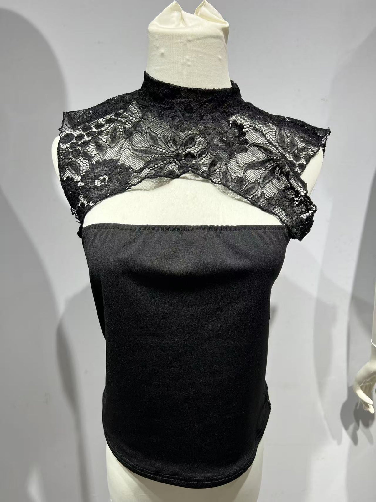 Spring Mature Intellectual Solid Color Jacquard Lace Chest Slimming Small Vest/suspenders/tube Top