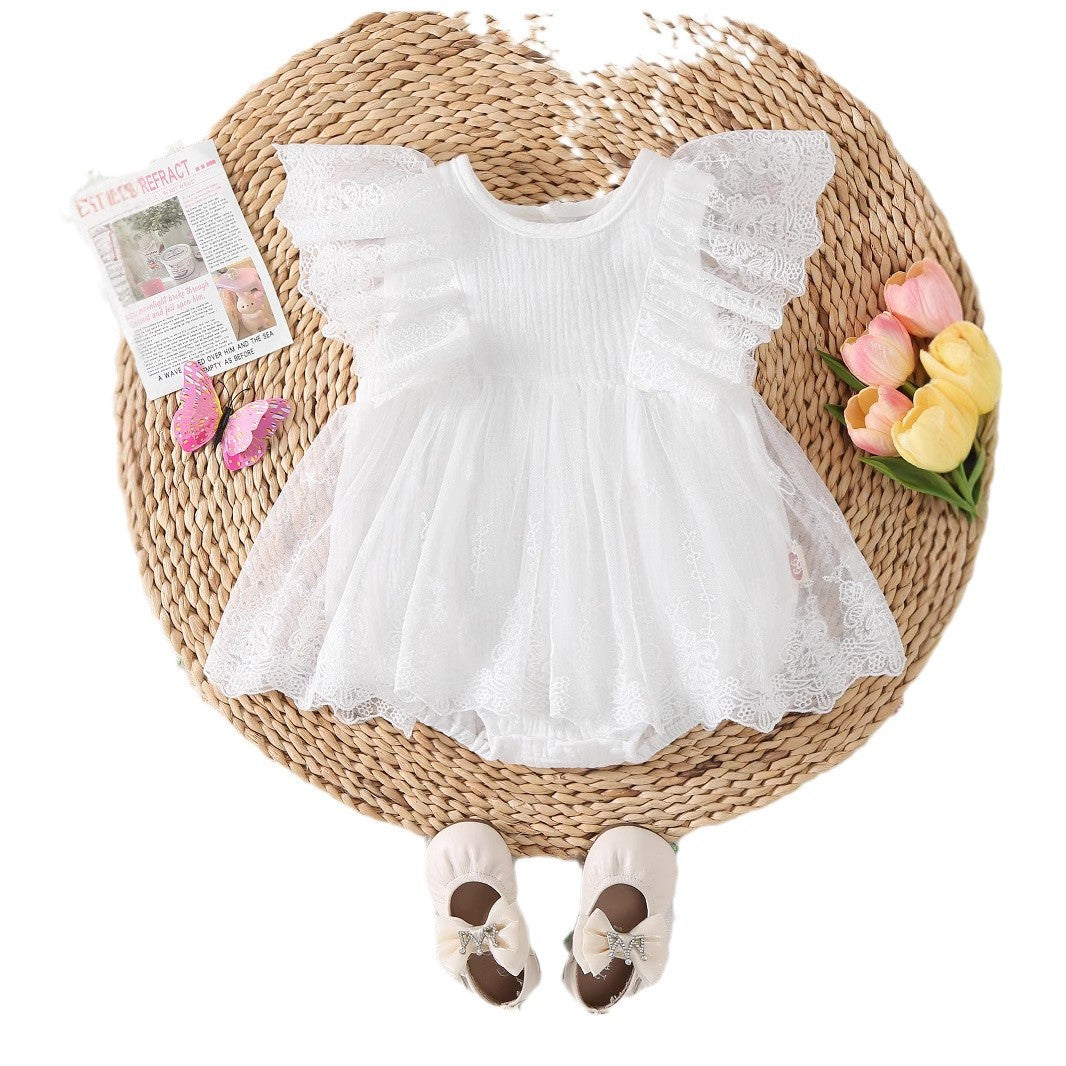 Summer Clothes Lace Flounced Sleeve One-piece Romper Jumpsuit, Climbing Suit