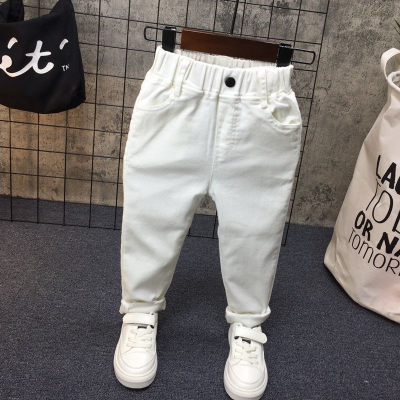 Children's Clothing White Casual Korean Slim Trousers Thin Children's Pants