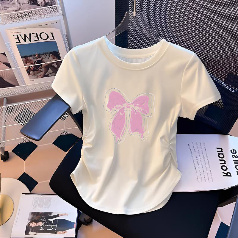White Pure Cotton Short-sleeved Summer Korean Style Loose Middle Big Children's T-shirt
