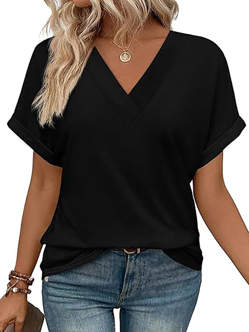 Women's Casual Round Neck Striped Short-sleeved Overseas Tops
