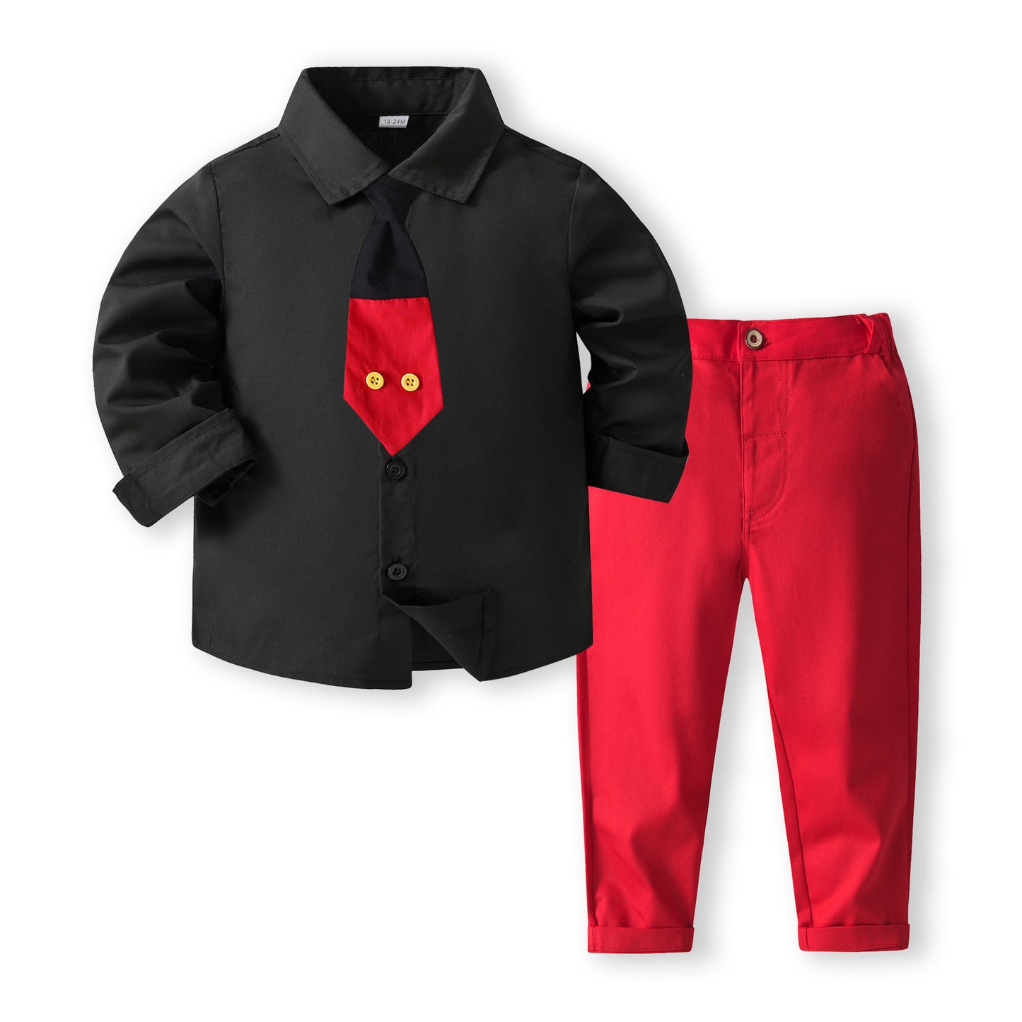 Children's Summer Clothing Korean Handsome Tie Solid Color Children's Suit