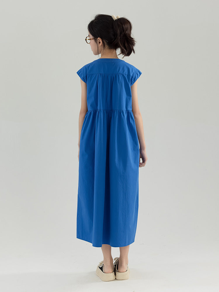 Children's Western Style Slip Summer Clothing Medium Large Wear Single-breasted Children's Dress