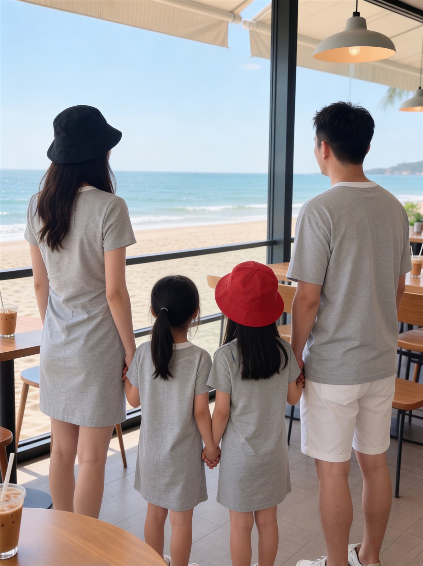 Family Of Three Or Four Korean Style Couple Fashion Mother Parent-child Outfit