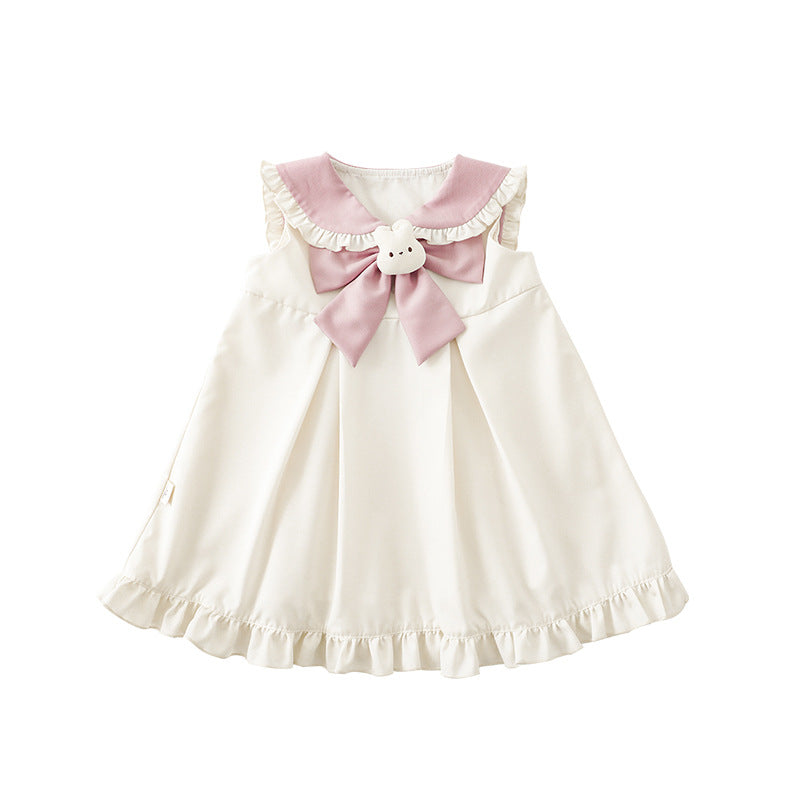Children's Sailor Collar Rabbit Ears Summer Three-dimensional Doll Children's Dress