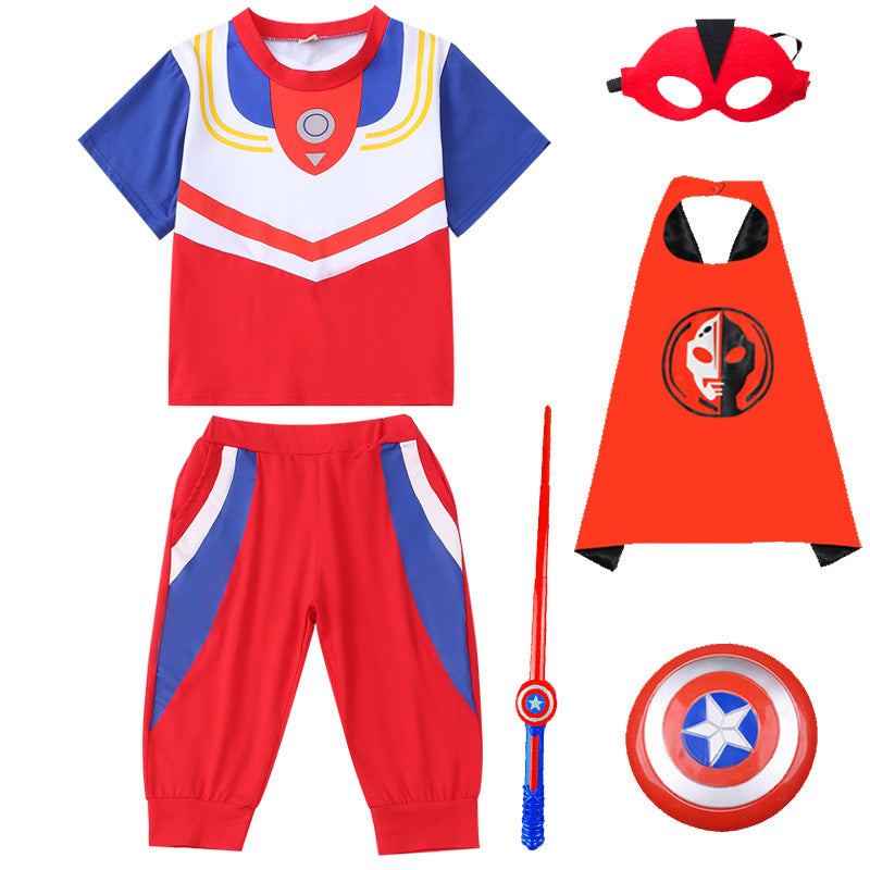 Children's Short-sleeved Cropped Pants Cloak Role-playing Stage Children's Suit