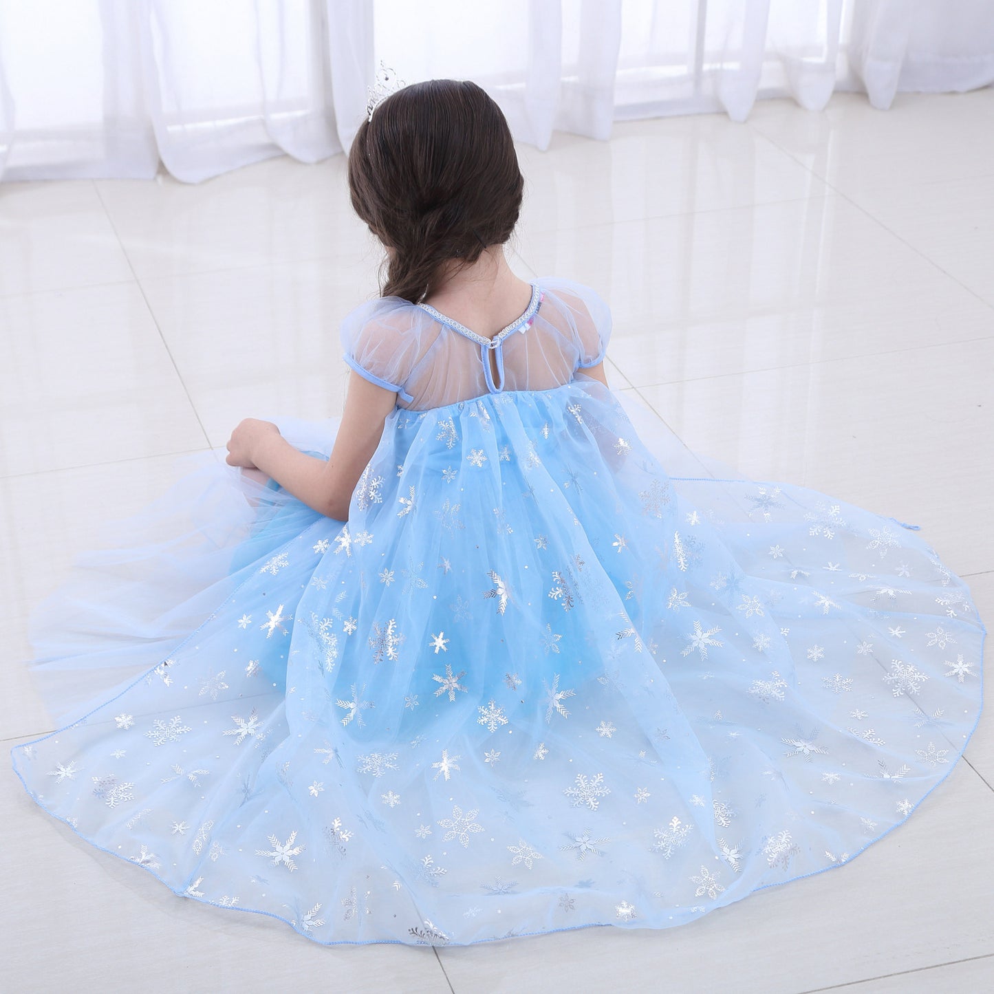 Charming Princess Elsa Frozen Short-sleeved Cotton Children's Dress