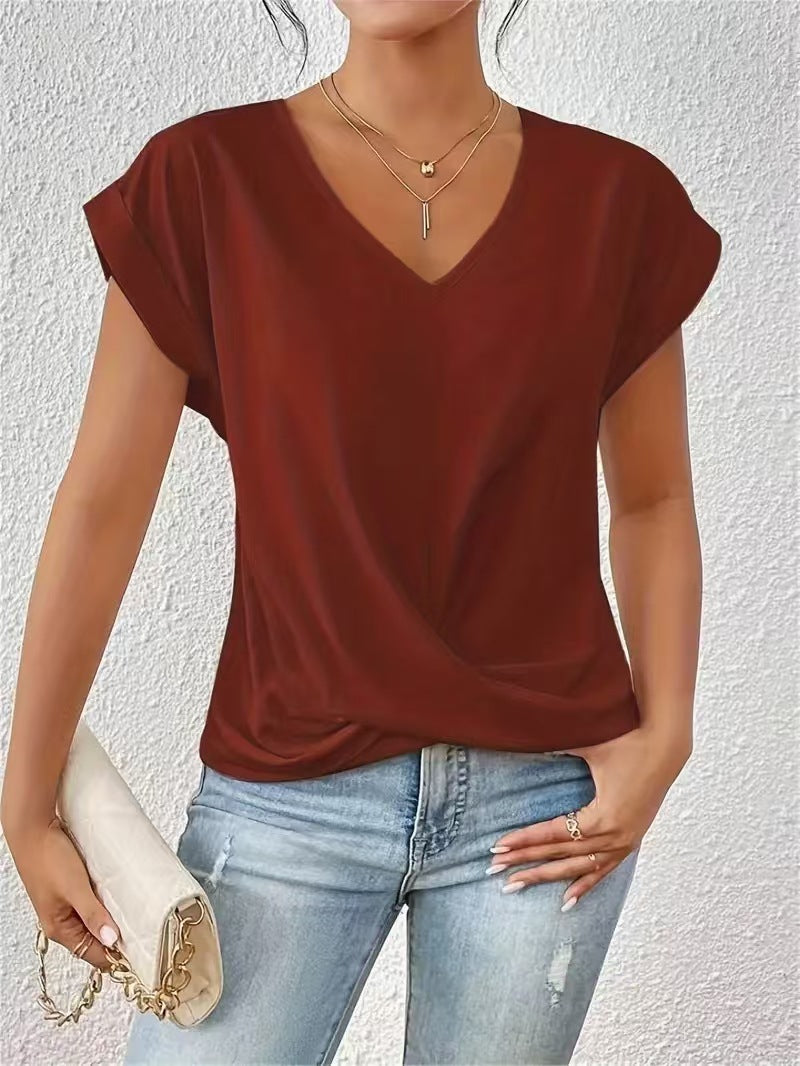 Popular Women's Solid Color Elegant Sleeve Women's T-shirt