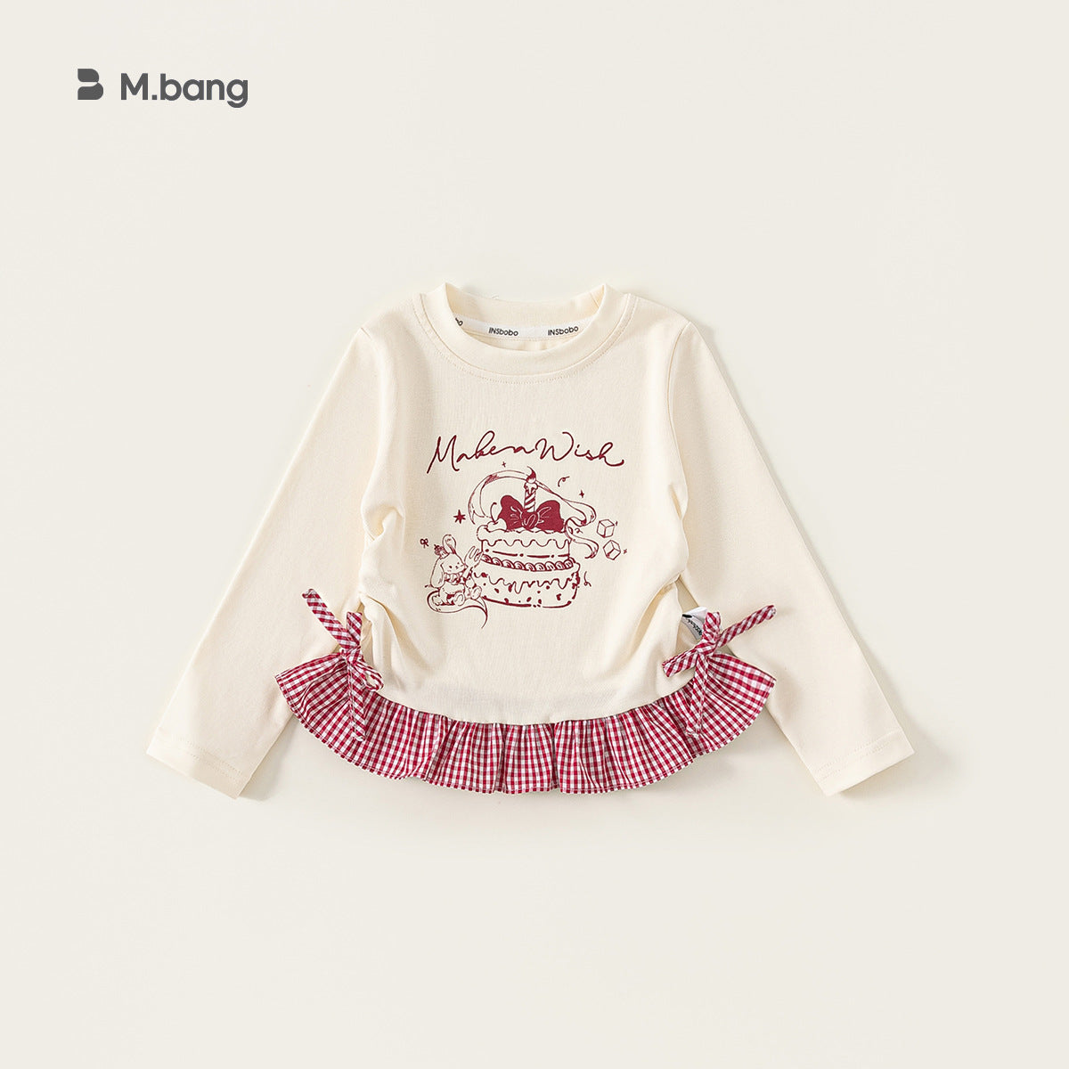 Children's Sleeve Plaid Elements Sisters Outfit Stitching Lace Children's T-shirt