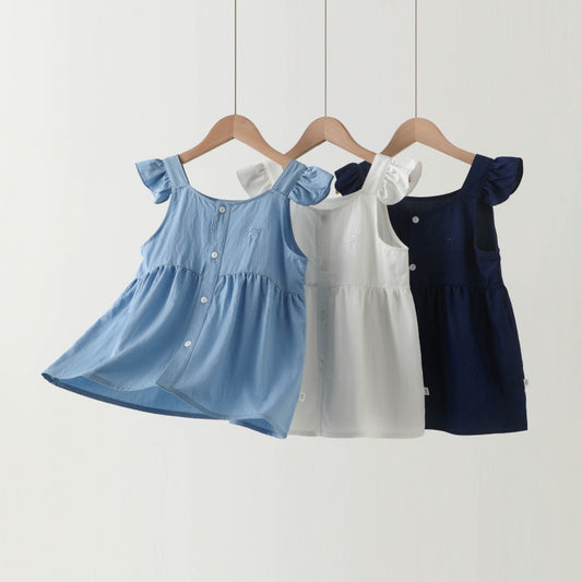 Children's Western Style Suspender Skirt Thin Sleeveless Princess Clothes Imitation Denim Children's T-shirt