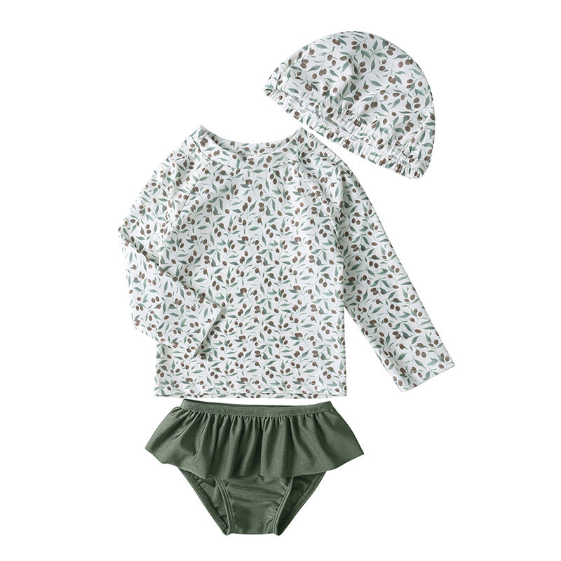 Children's Swimsuit Cute Split Long Sleeve Seaside Vacation Children's Suit